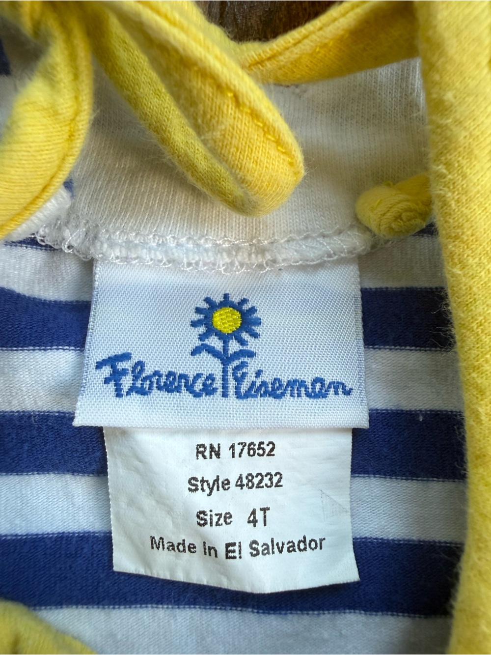 Florence Eiseman Navy & White Striped Sundress with Yellow Daisy 4T - Picture 5 of 8